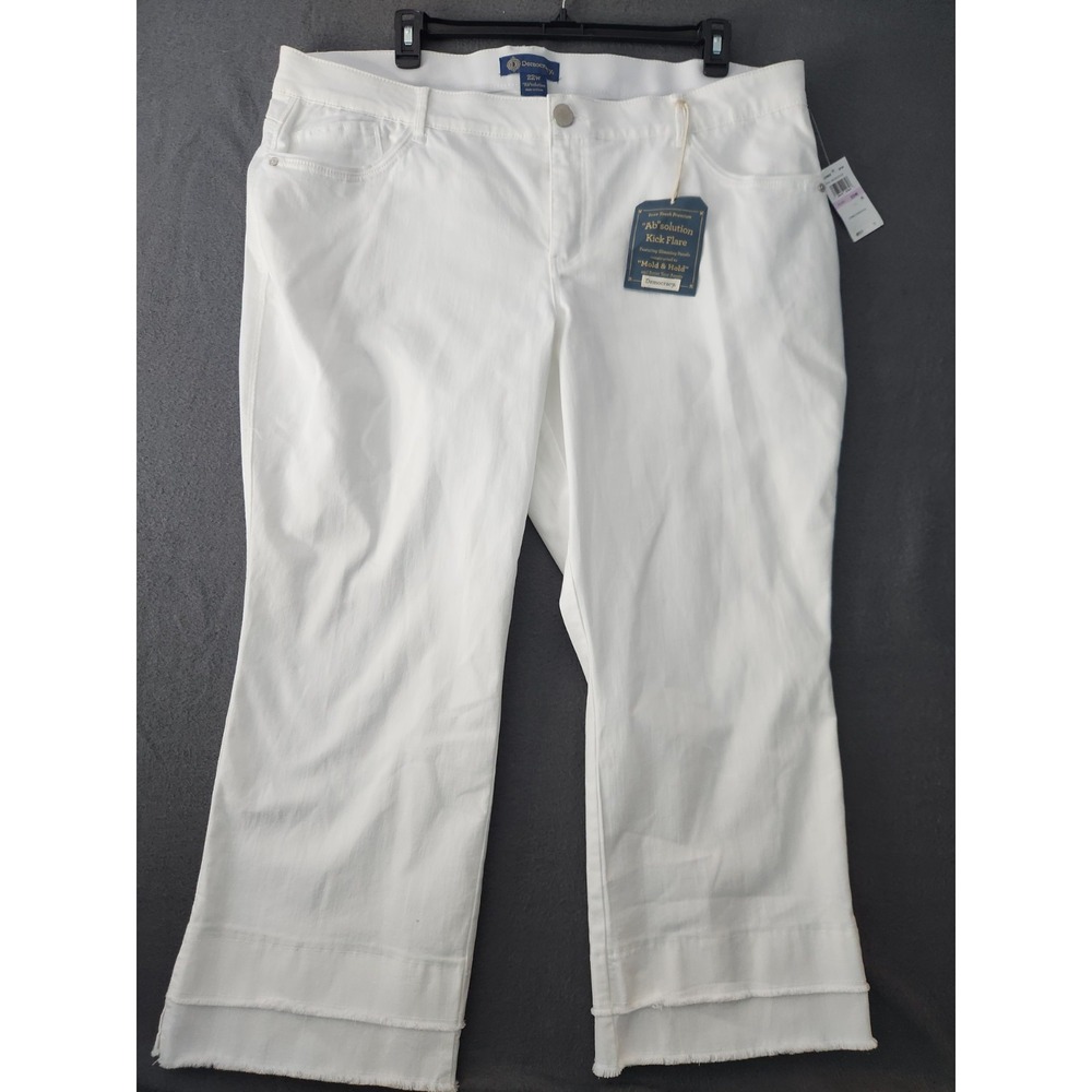 Democracy Jeans Kick Flare Fray Step Hem Ankle Mid-rise Ab Solution White 22W